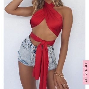 WHITEFOX Special Moment Scarf Wrap Top